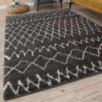 Moroccan Dark Grey Shaggy Rug
