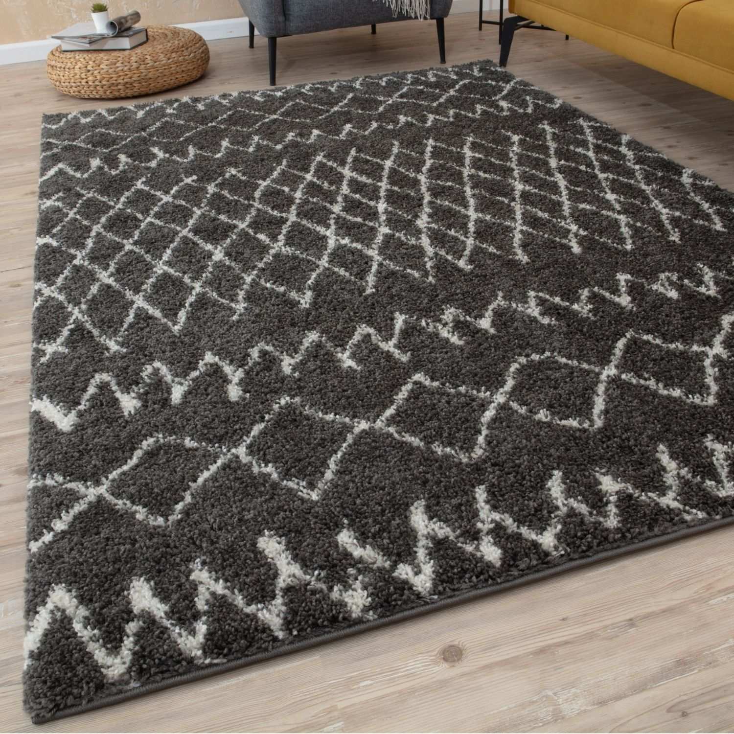 Moroccan Dark Grey Shaggy Rug