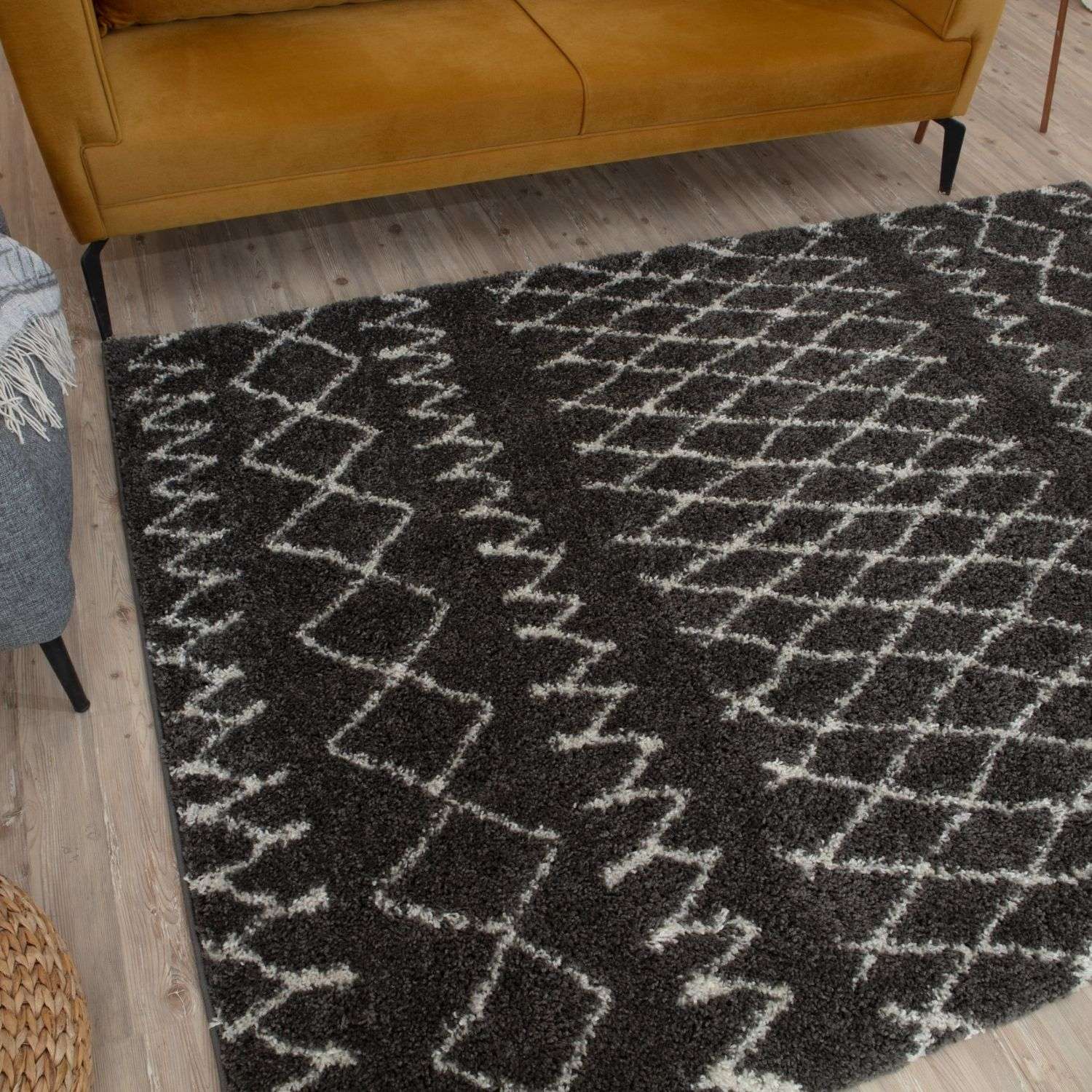 Moroccan Dark Grey Shaggy Rug