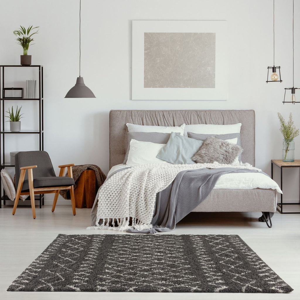 Moroccan Dark Grey Shaggy Rug