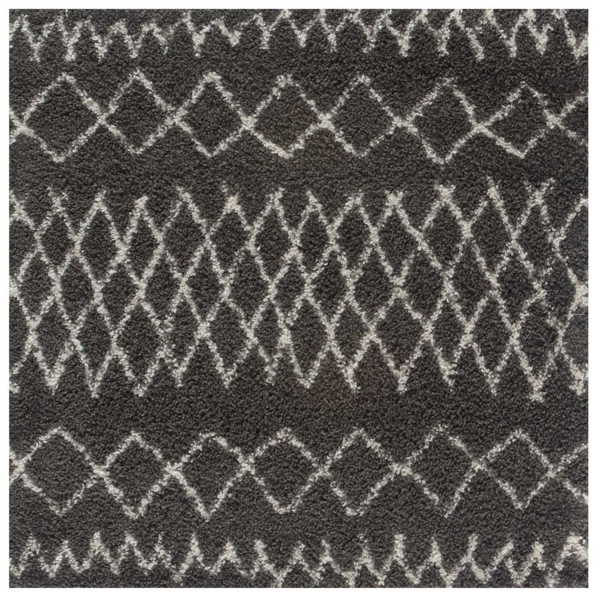 Moroccan Dark Grey Shaggy Rug 120X120 cm