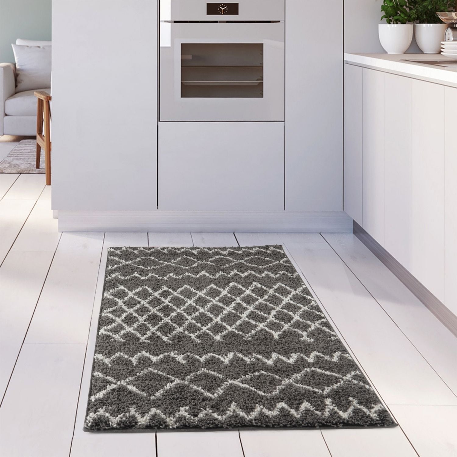 Moroccan Dark Grey Shaggy Rug