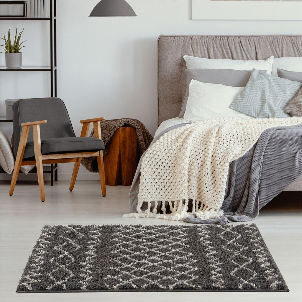 Moroccan Dark Grey Shaggy Rug