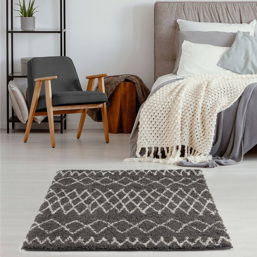 Moroccan Dark Grey Shaggy Rug