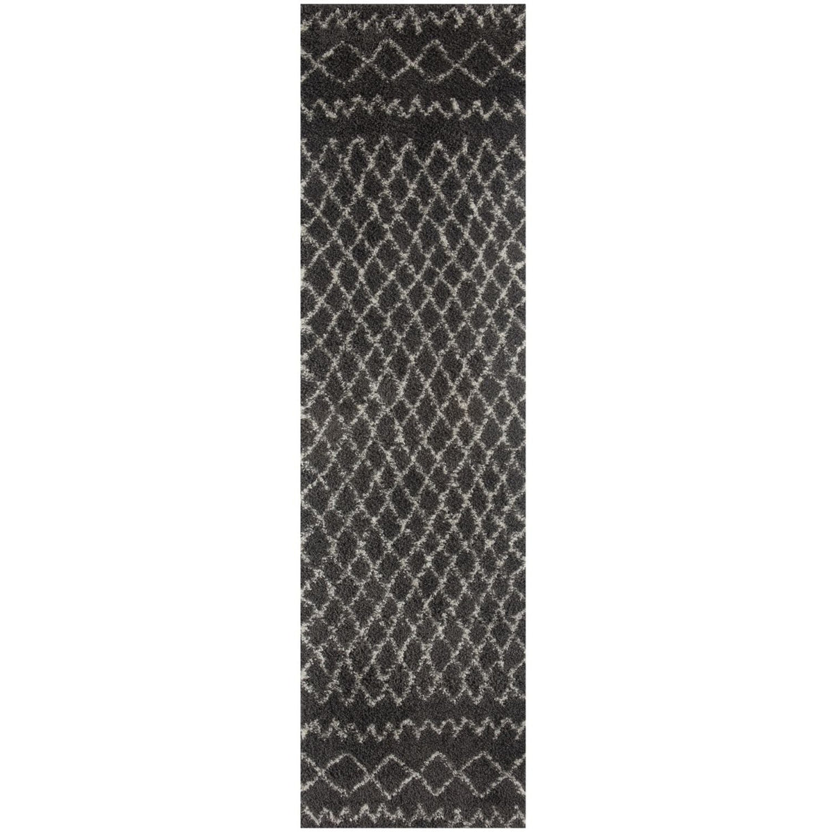 Moroccan Dark Grey Shaggy Rug 80X300 cm