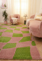Joli Checkered Green & Pink Rug