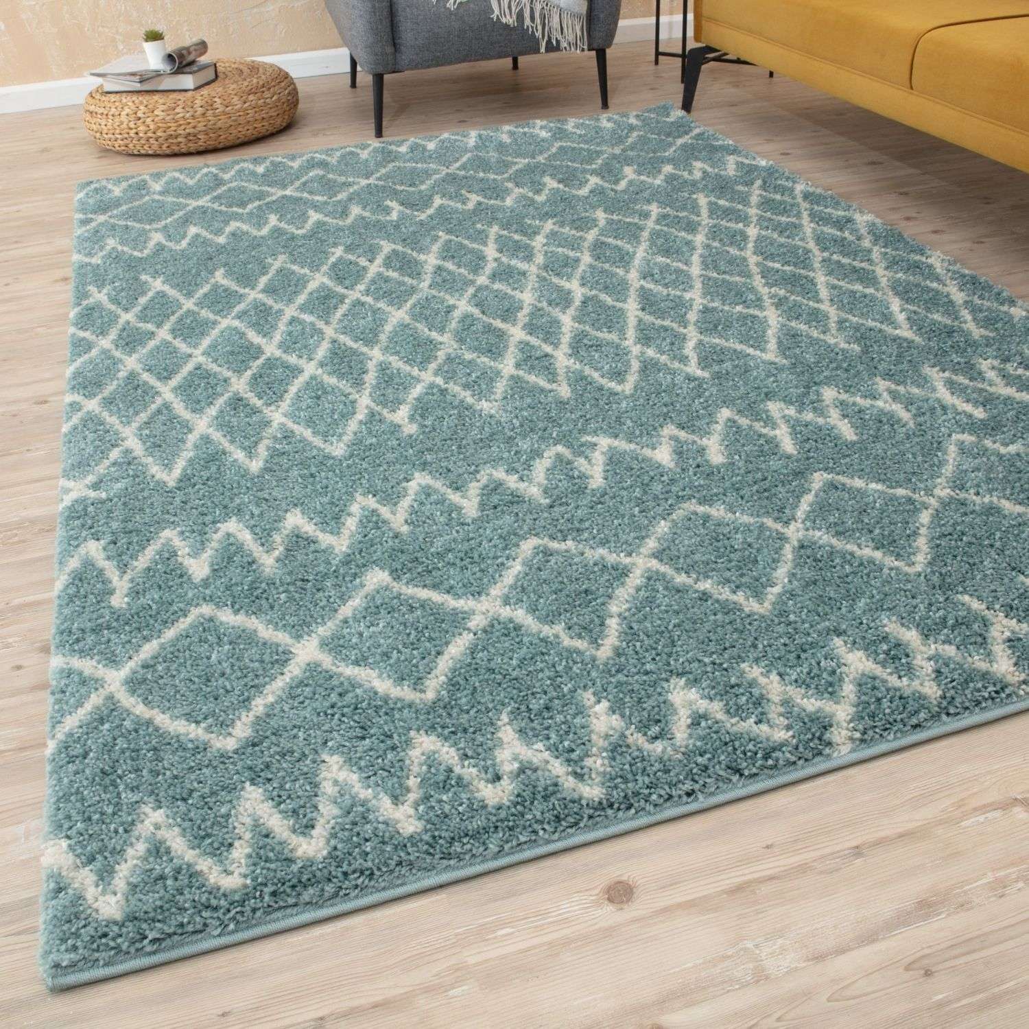 Moroccan Duck Egg Blue Shaggy Rug