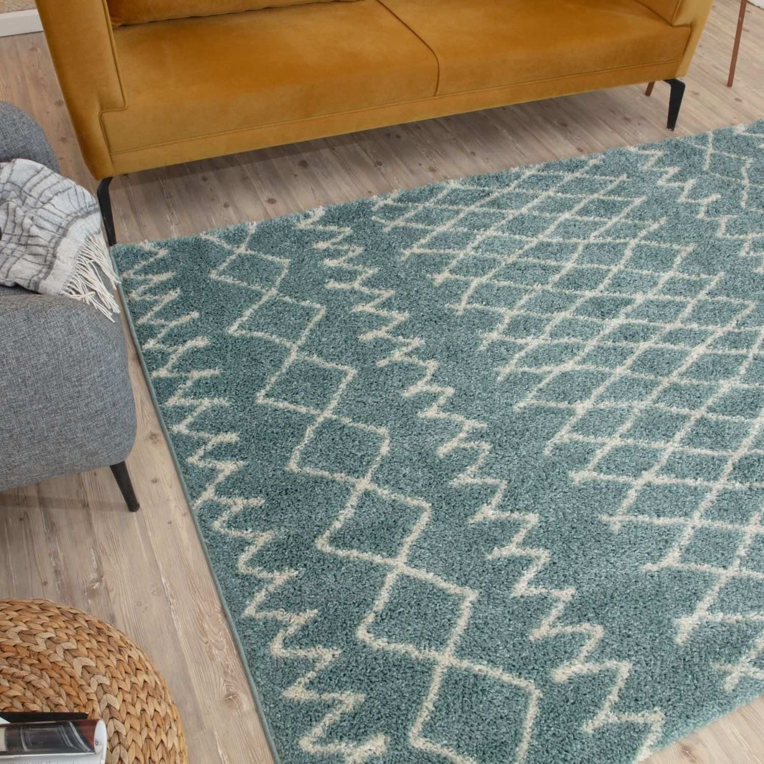 Moroccan Duck Egg Blue Shaggy Rug