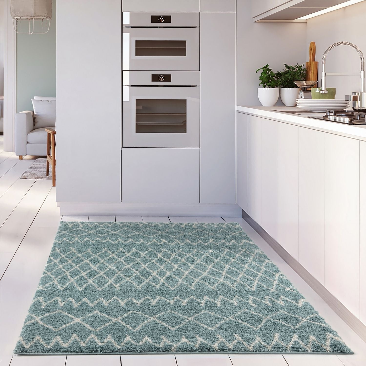Moroccan Duck Egg Blue Shaggy Rug