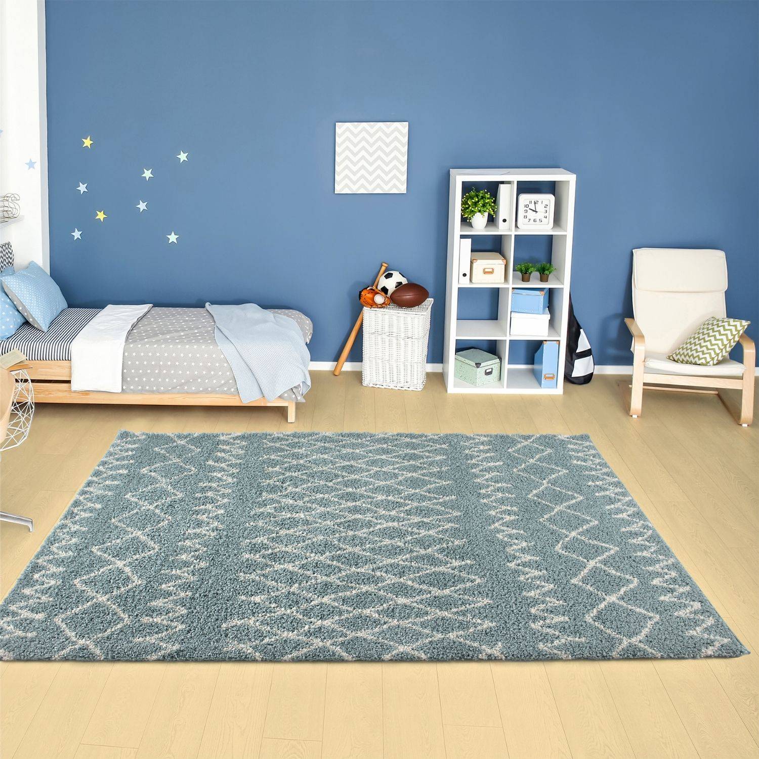 Moroccan Duck Egg Blue Shaggy Rug