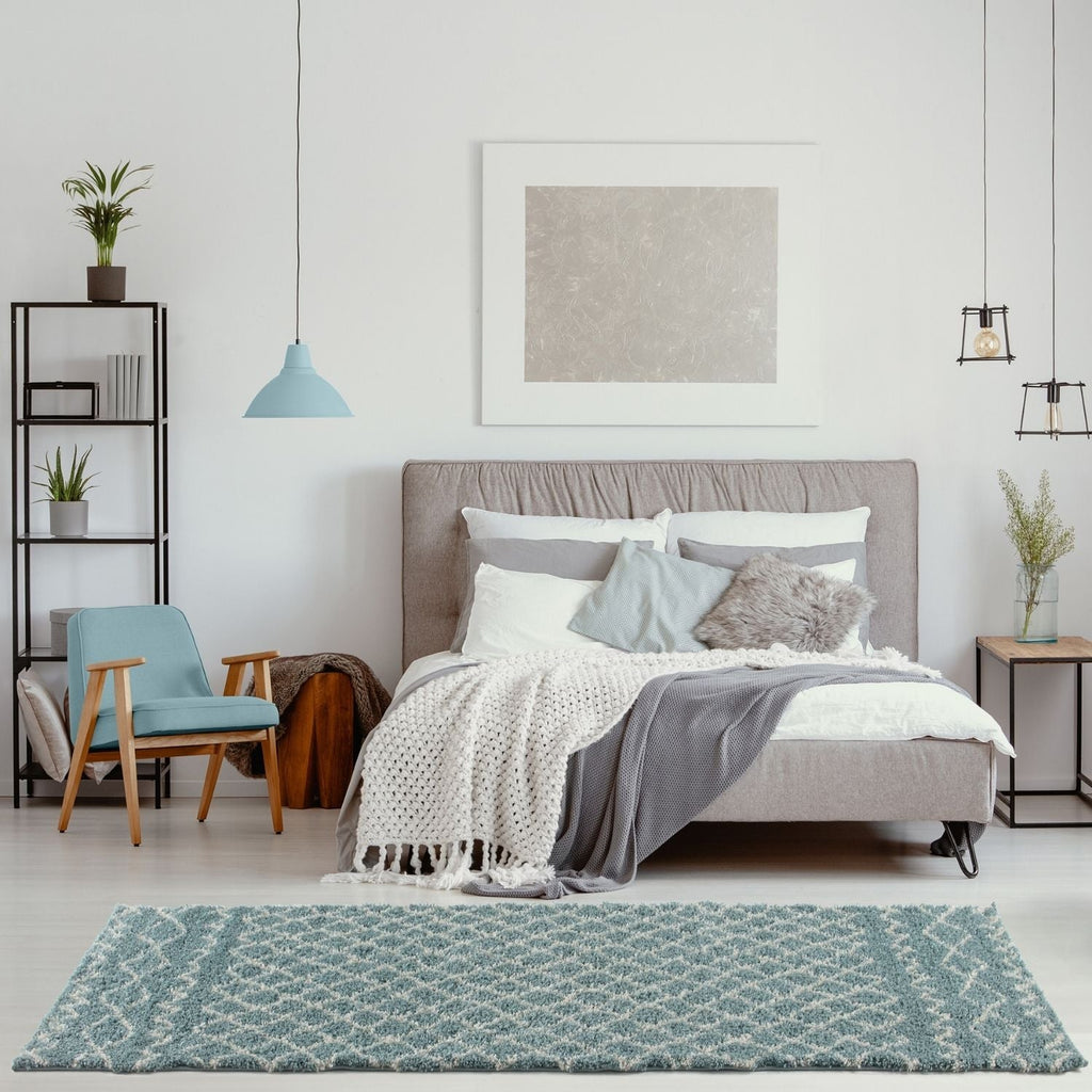 Moroccan Duck Egg Blue Shaggy Rug