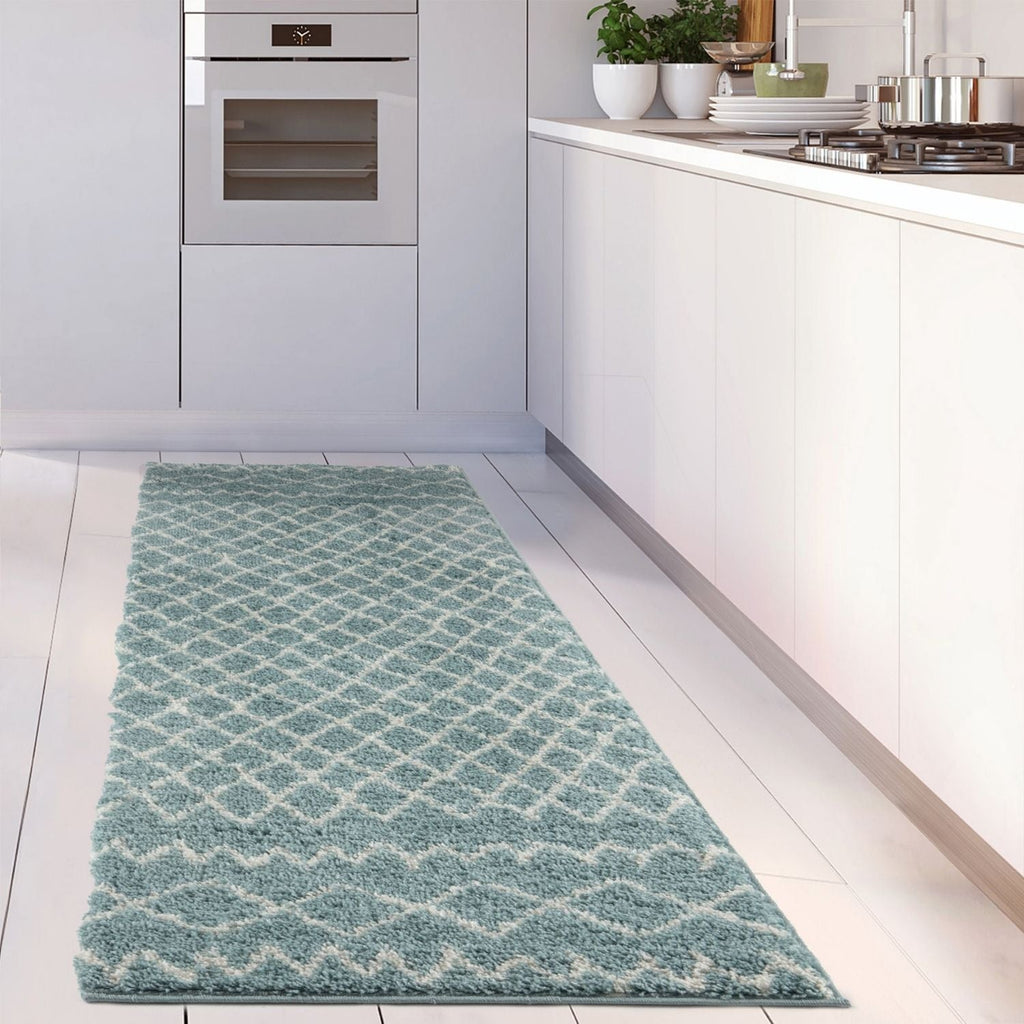 Moroccan Duck Egg Blue Shaggy Rug