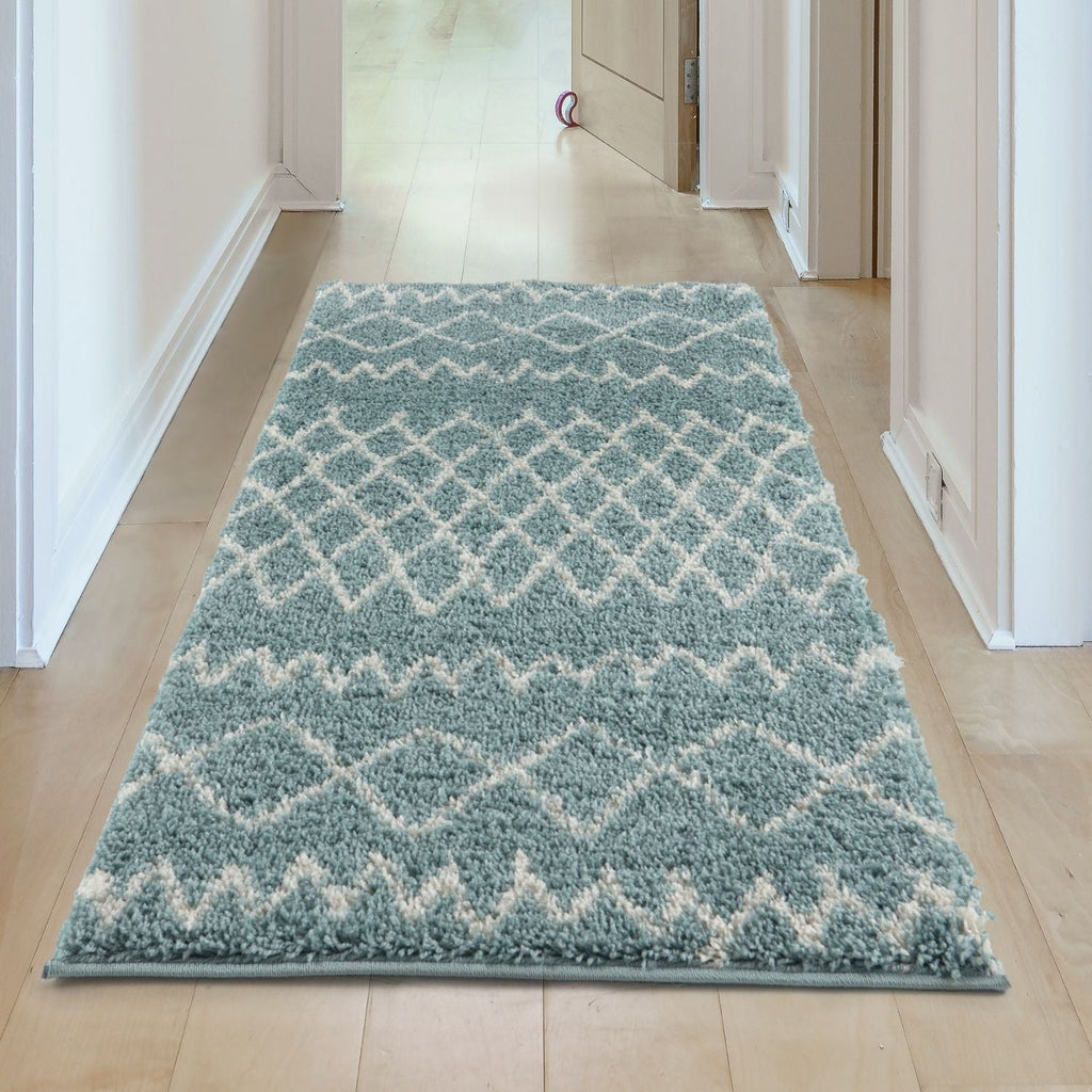Moroccan Duck Egg Blue Shaggy Rug