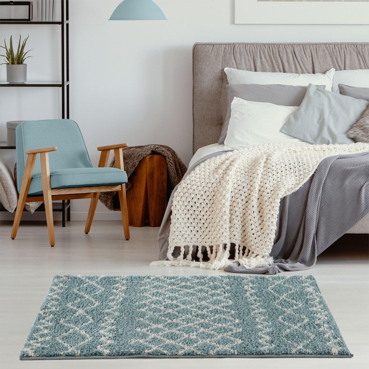 Moroccan Duck Egg Blue Shaggy Rug