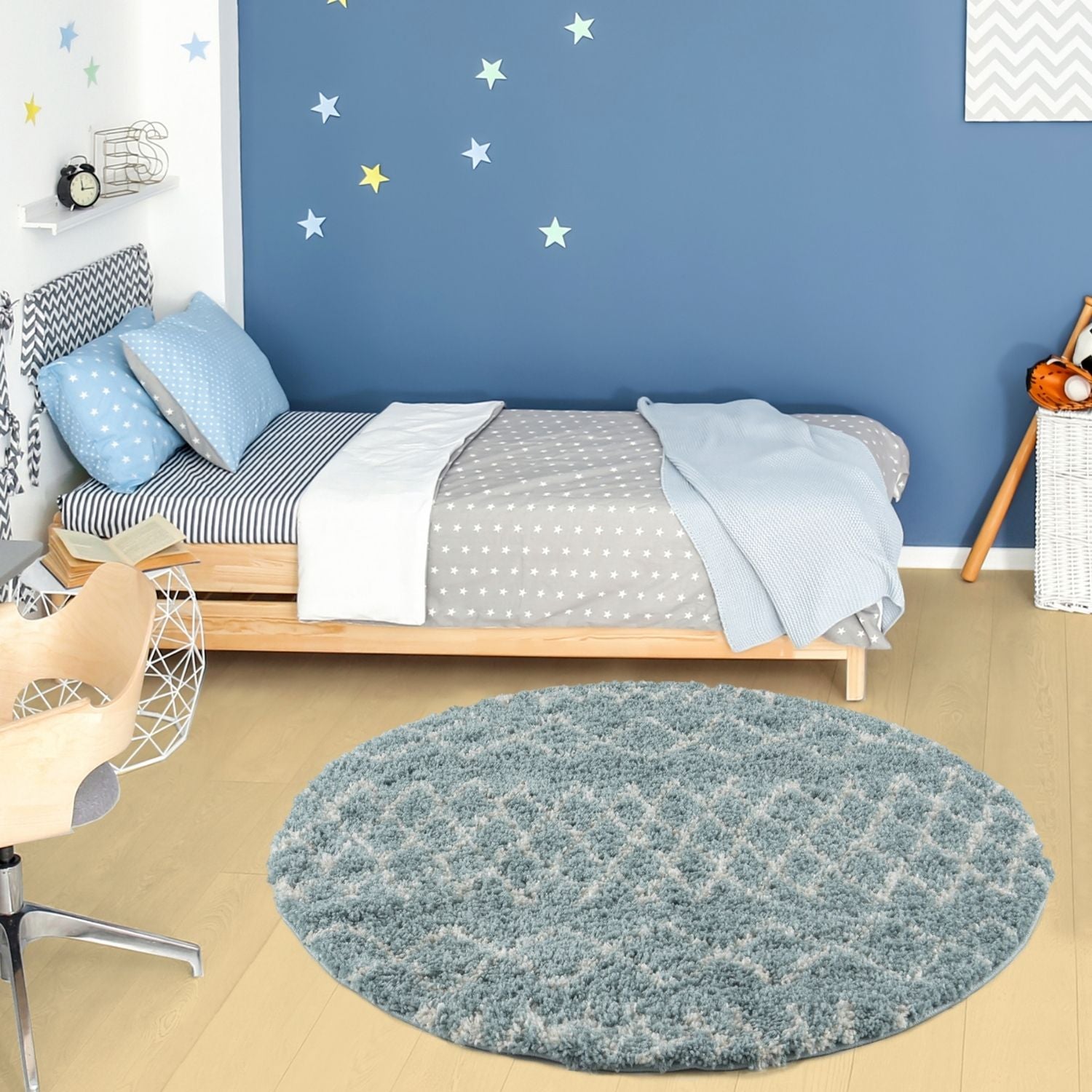Moroccan Duck Egg Blue Shaggy Rug
