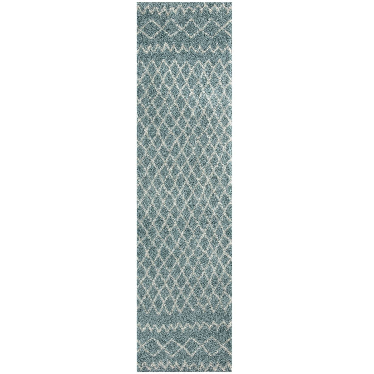 Moroccan Duck Egg Blue Shaggy Rug 80X300 cm
