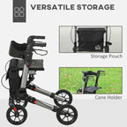 4 Wheel Rollator Walker, Adjustable Mobility Walker with Bag, Silver