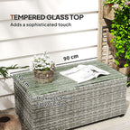 Outdoor Coffee Table, Glass Top Rattan Side Table