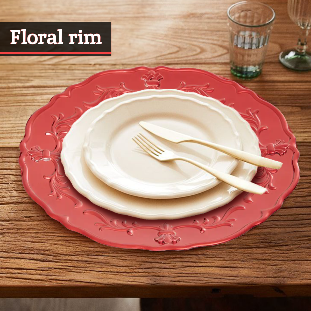 Red Baroque Charger Plate