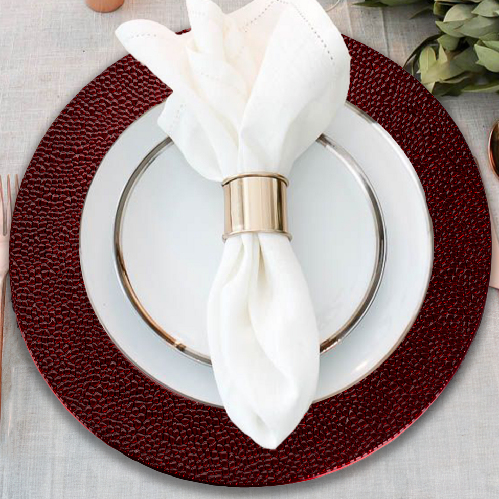 Red Pebble Effect Charger Plate