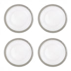 Set of Four 33cm Dia Embossed Charger Plates with Silver Rim