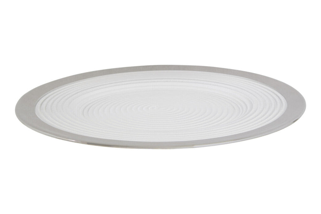 Set of Four 33cm Dia Embossed Charger Plates with Silver Rim
