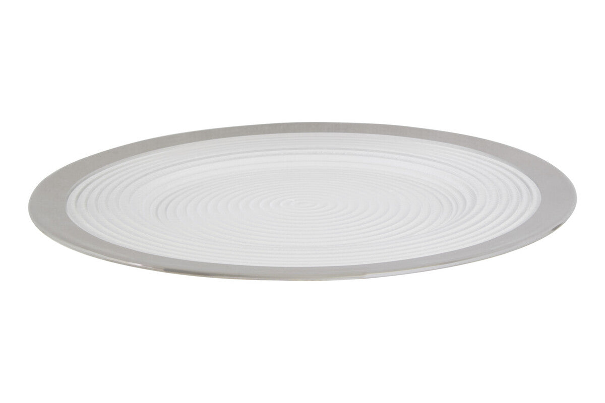 Set of Four 33cm Dia Embossed Charger Plates with Silver Rim