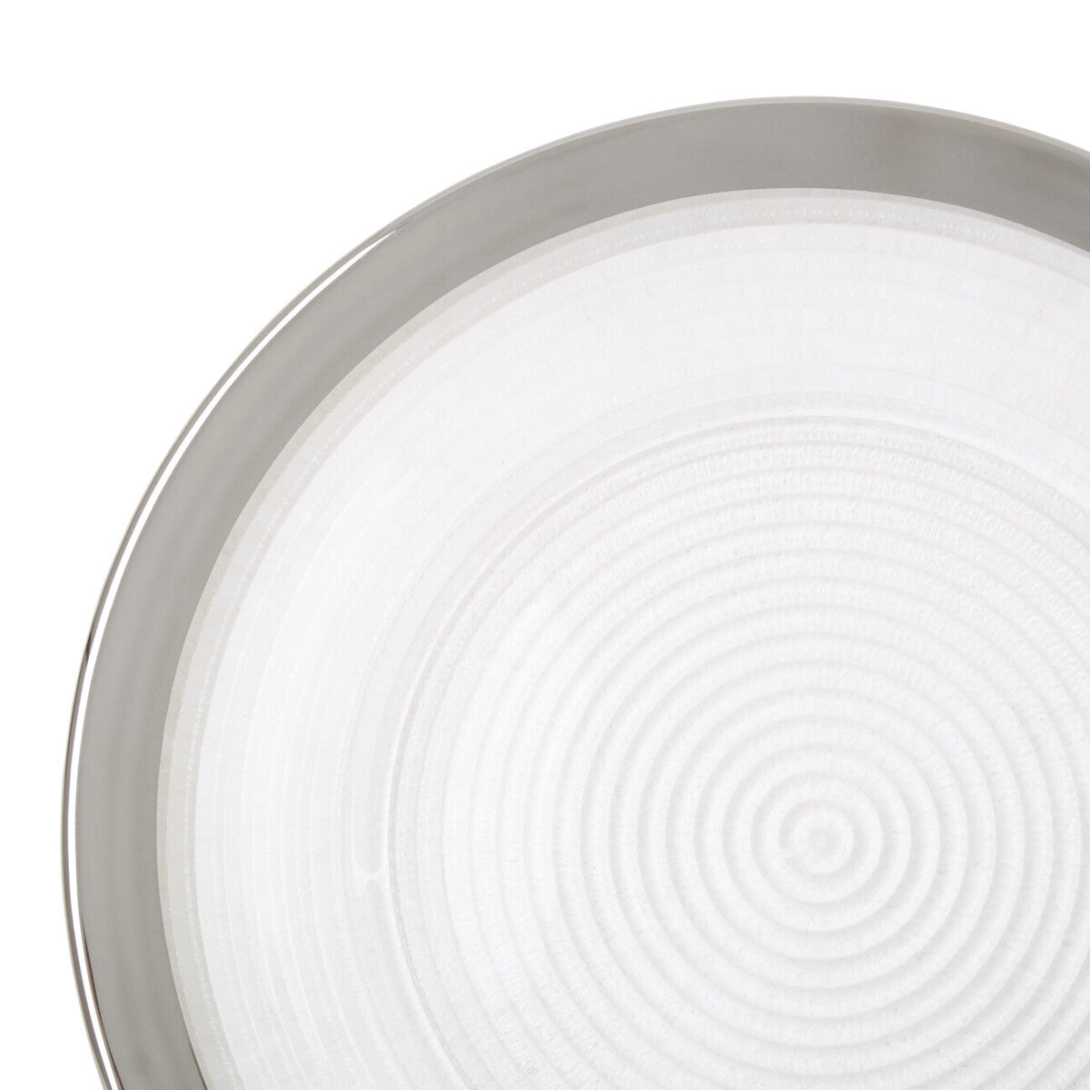 Set of Four 33cm Dia Embossed Charger Plates with Silver Rim