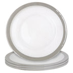 Set of Four 33cm Dia Embossed Charger Plates with Silver Rim