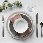 Set of Four 33cm Dia Embossed Charger Plates with Silver Rim
