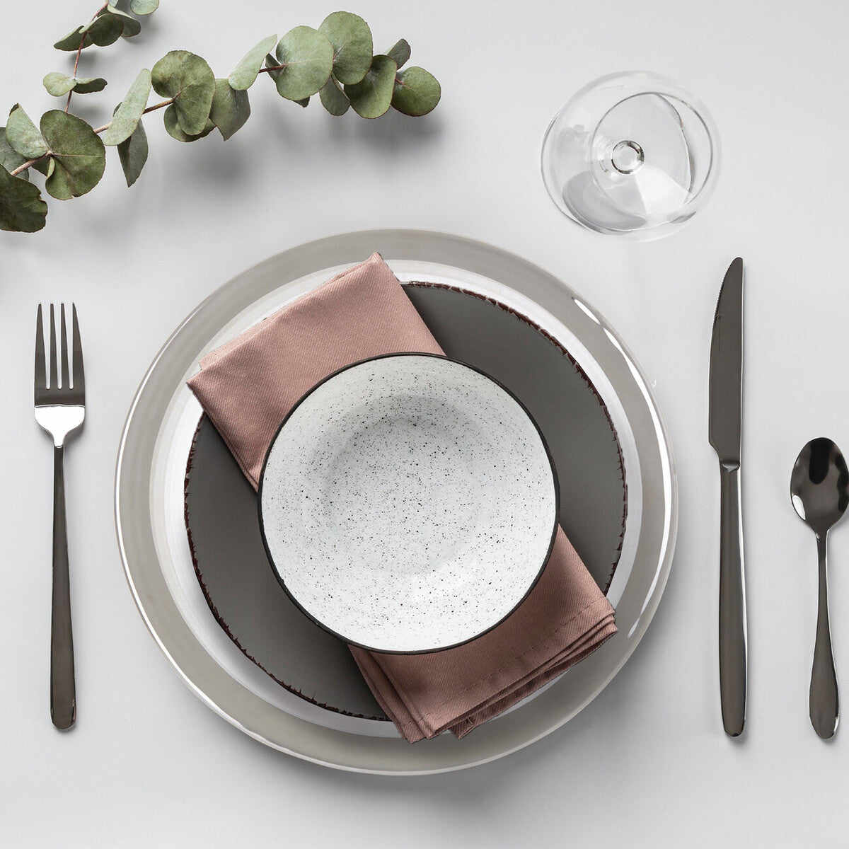 Set of Four 33cm Dia Embossed Charger Plates with Silver Rim