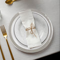 Set of Four 33cm Dia Embossed Charger Plates with Silver Rim