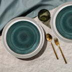 Set of Four 33cm Dia Embossed Charger Plates with Silver Rim