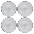 Set of Four 33cm Dia Embossed White Glass Charger Plates