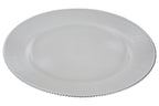 Set of Four 33cm Dia Embossed White Glass Charger Plates