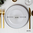 Set of Four 33cm Dia Embossed White Glass Charger Plates