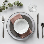 Set of Four 33cm Dia Embossed White Glass Charger Plates