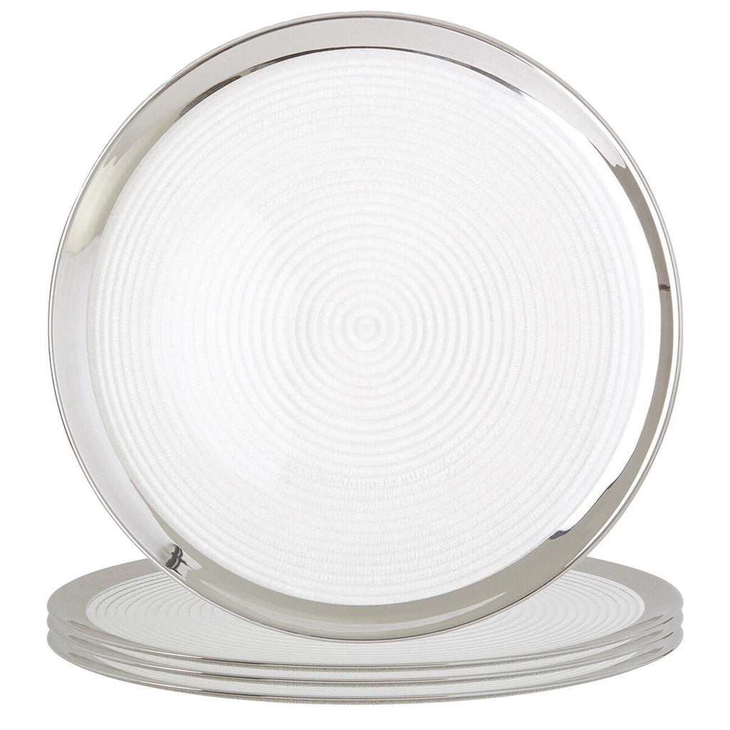 Set of Four 32cm Dia Embossed Coupe Charger Plates