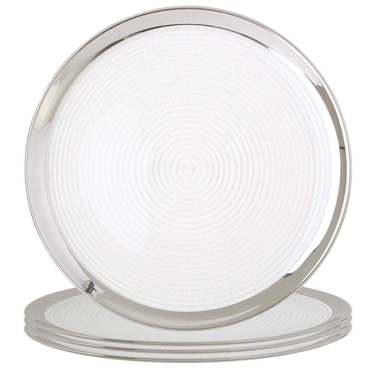 Set of Four 32cm Dia Embossed Coupe Charger Plates