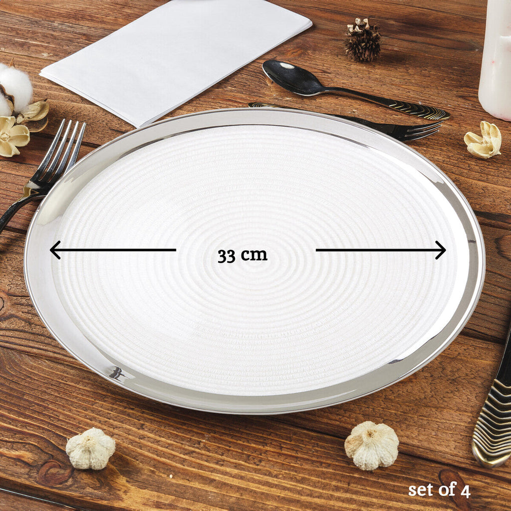 Set of Four 32cm Dia Embossed Coupe Charger Plates