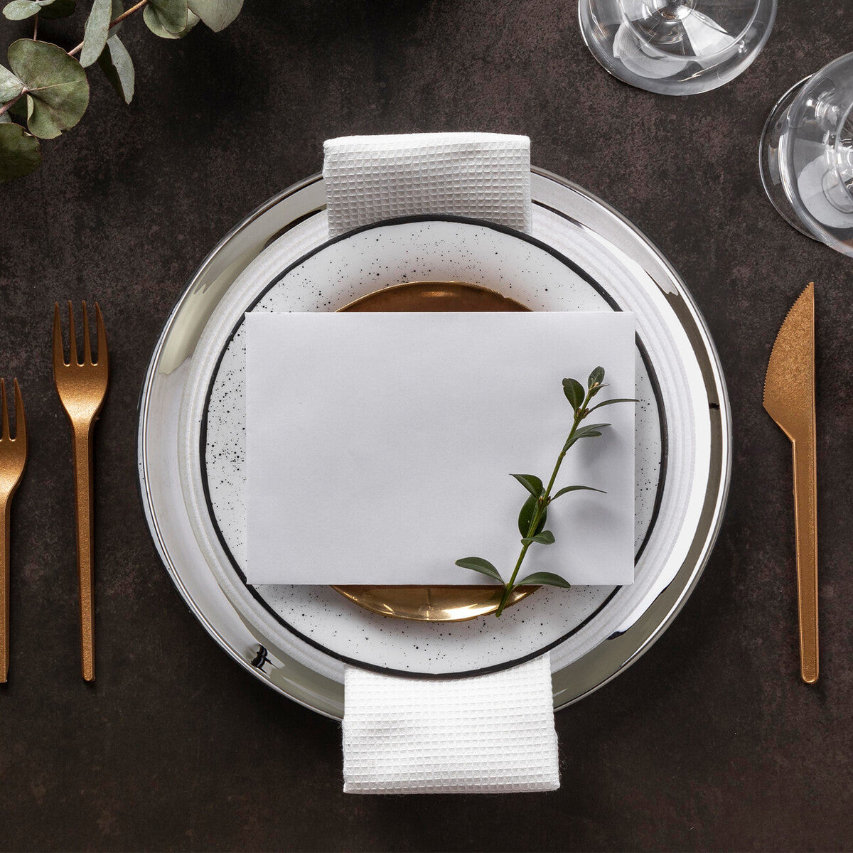 Set of Four 32cm Dia Embossed Coupe Charger Plates