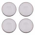 Set of Four 33cm Dia Plain Charger Plates with Silver Rims