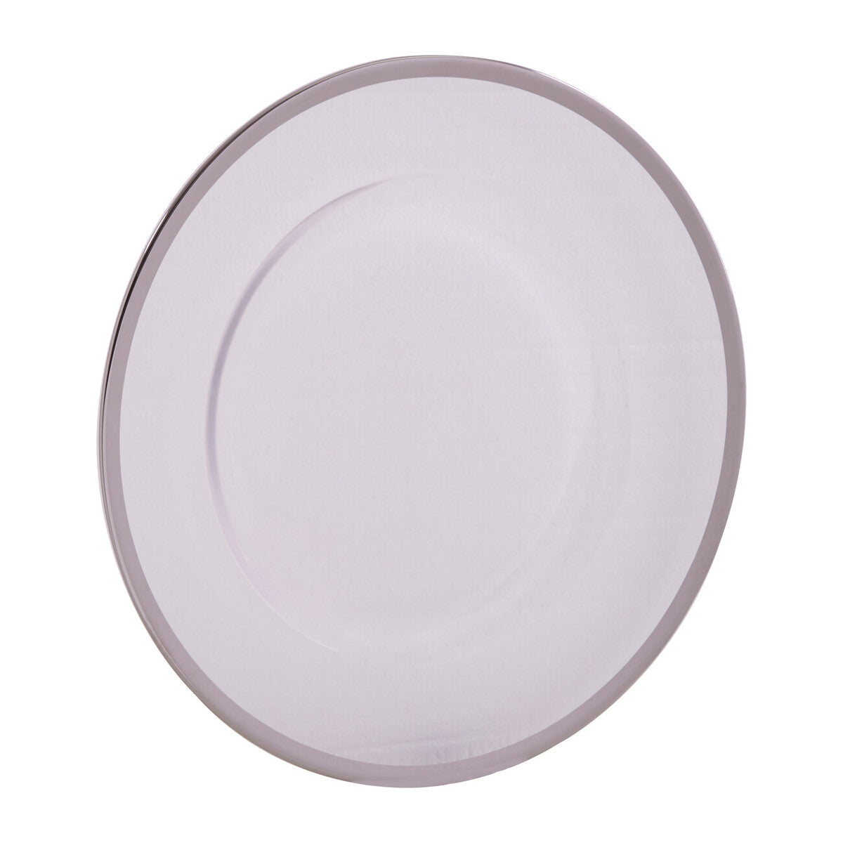 Set of Four 33cm Dia Plain Charger Plates with Silver Rims