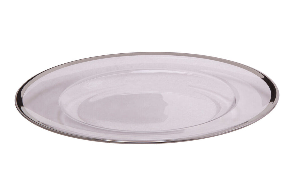 Set of Four 33cm Dia Plain Charger Plates with Silver Rims