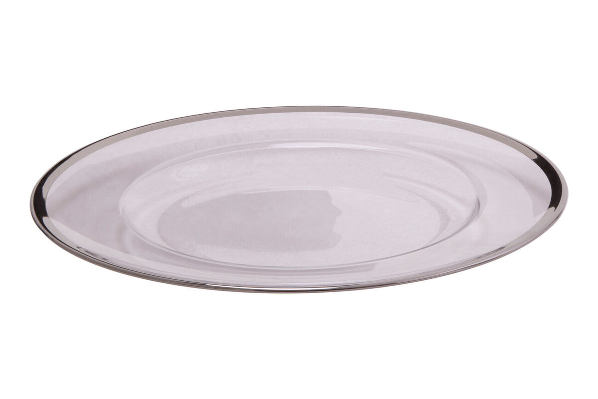 Set of Four 33cm Dia Plain Charger Plates with Silver Rims