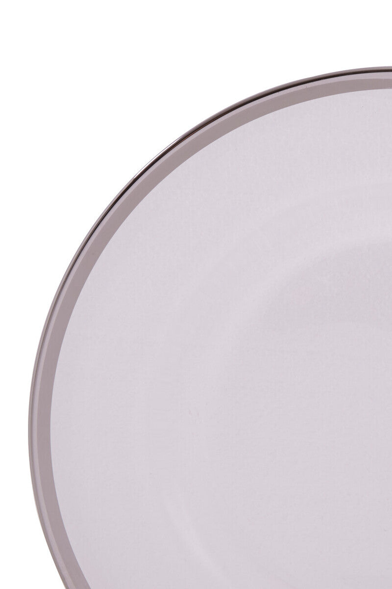 Set of Four 33cm Dia Plain Charger Plates with Silver Rims