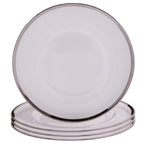 Set of Four 33cm Dia Plain Charger Plates with Silver Rims