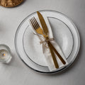 Set of Four 33cm Dia Plain Charger Plates with Silver Rims