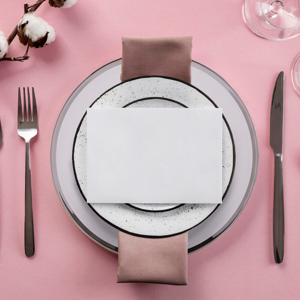 Set of Four 33cm Dia Plain Charger Plates with Silver Rims