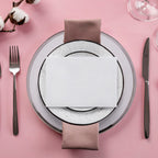Set of Four 33cm Dia Plain Charger Plates with Silver Rims